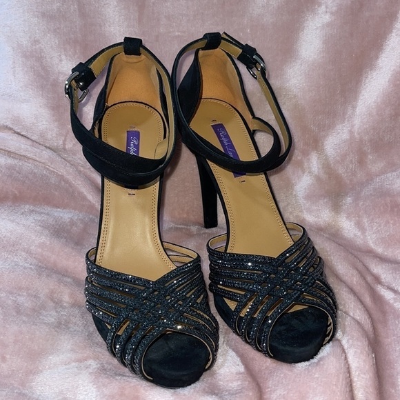Ralph Lauren Purple Label Velia Embellished Goat-Suede Sandals Sz. 40 - Picture 8 of 16